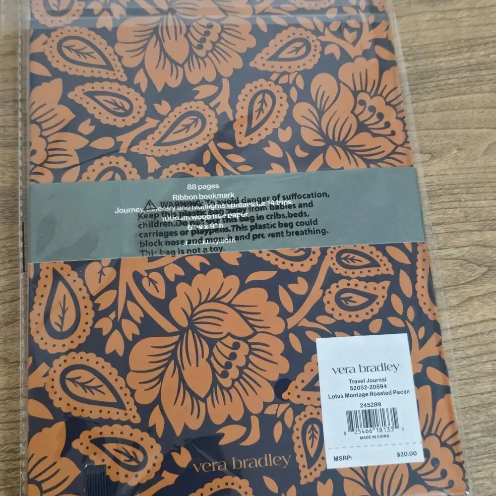 Vera Bradley Travel Journal Lotus Montage Roasted Pecan New Sealed